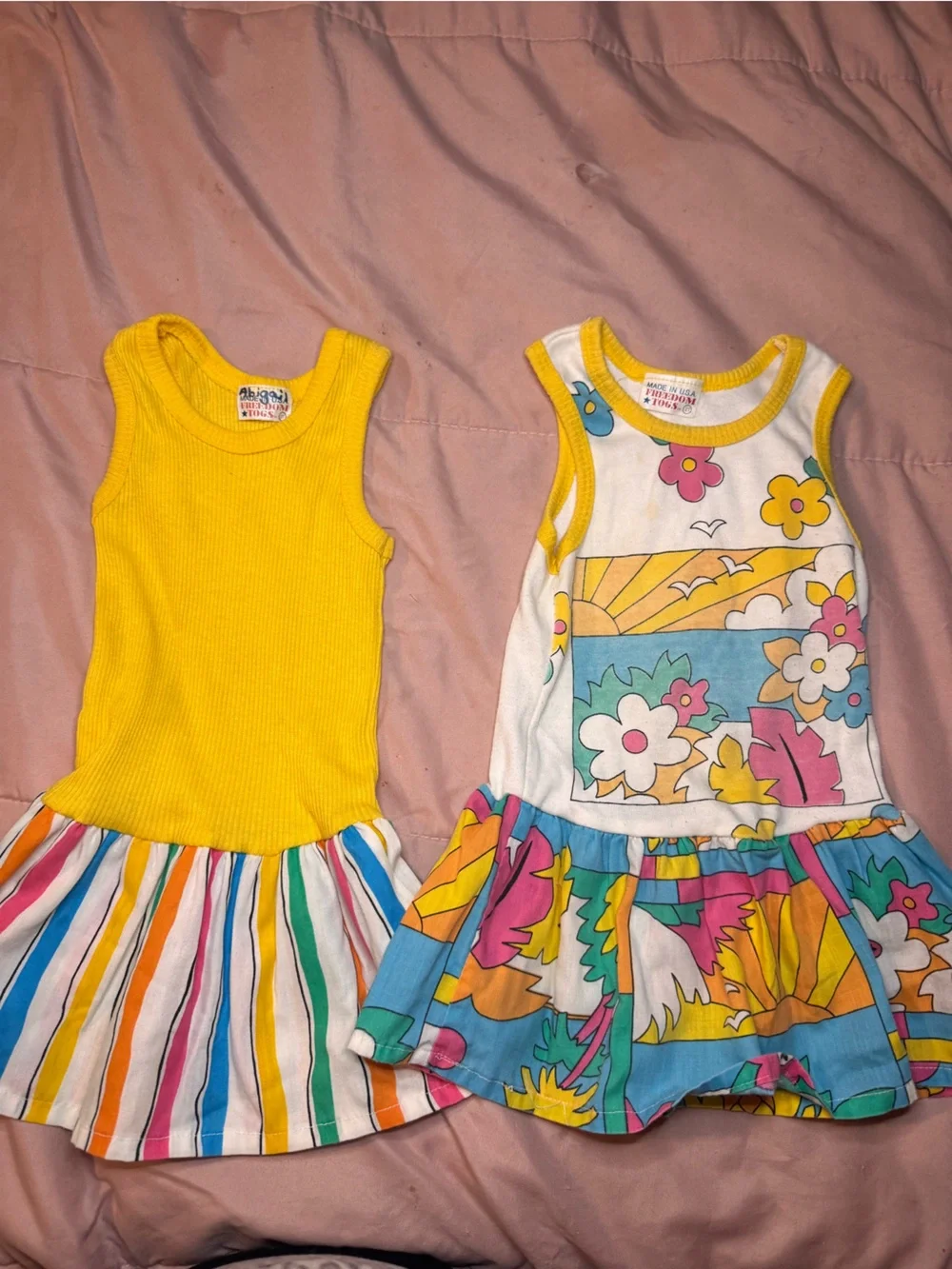 Vintage Freedom Togs Girls Yellow & Multicolor Kids Dresses (2-Pack)
